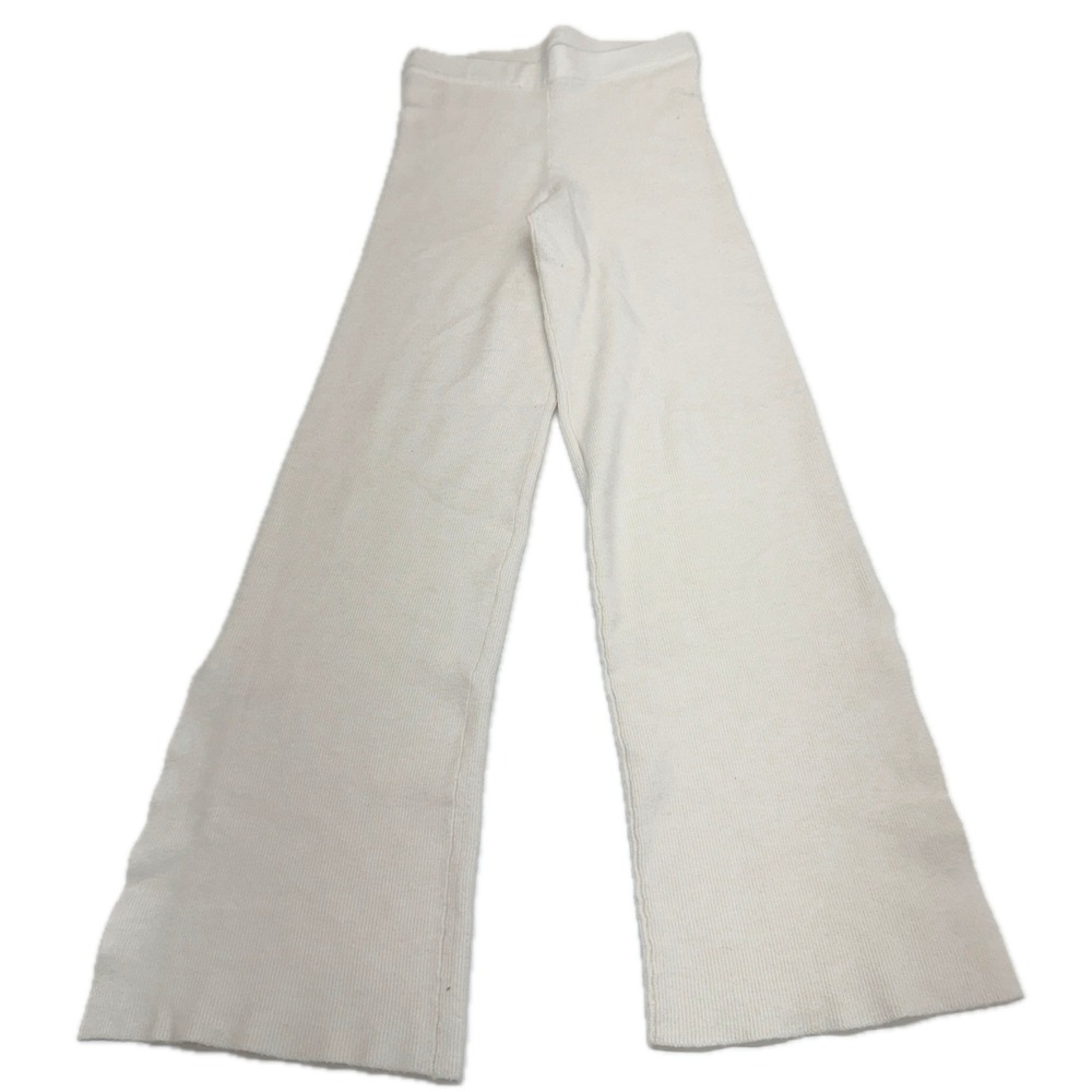 525 Pants Womens XS Cream Ribbed Knit Flare Minimalist Loungewear Coquette - Picture 2 of 8